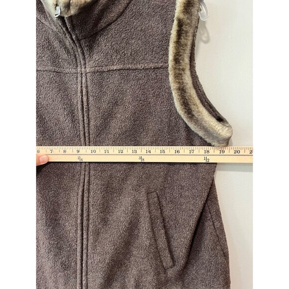 Marks & Spencer‎ Faux Fur Trim Brown Fleece Vest UK 14 - Picture 3 of 8